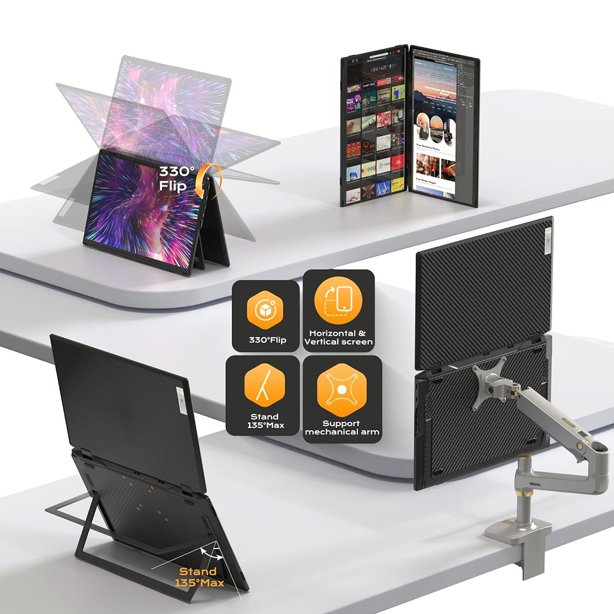 V2Com M4 15.6″ Folding Dual Monitor